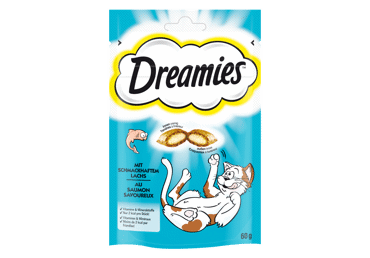 Kačių skanėstas DREAMIES su lašiša, 60 g