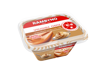 Плавленый сырный продукт RAMBYNO с карамелизированным сгущенным молоком, 35%, 175 г