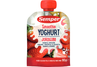 Jogurto ir braškių tyrė SEMPER, nuo 6 mėn., 90 g