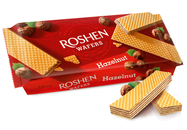 Vafliai ROSHEN su lazdynų riešutų skonio įdaru, 216 g