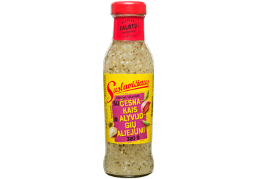 SUSLAVIČIAUS salotų padažas su česnakais, alyvuogių aliejumi, 320 g