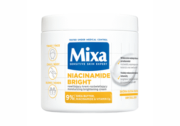 MIXA, NIACINAMIDE BRIGHT odą skaistinantis veido, kūno ir rankų kremas, 400ml.
