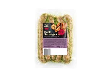 Thin pork sausages with garlic marinade WELL DONE, 400 g
