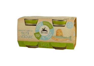 Ekologiška upėtakių ir daržovių tyrelė ALCE NERO (kūd. nuo 4 mėn.) 160 g.