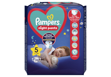 Sauskelnės-kelnaitės PAMPERS Night Pants, Value Pack, 5 dydis, 22 vnt.