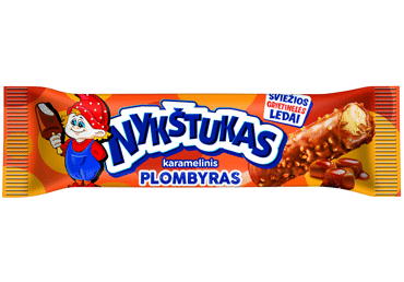 Karamelinis plombyras NYKŠTUKAS su karameliniu glaistu ir vaflių traškučiais, 58 g