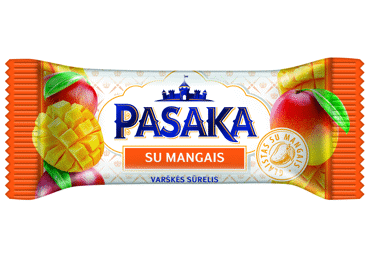 Glaistytas varškės sūrelis PASAKA su mangais, 20 %, 40 g