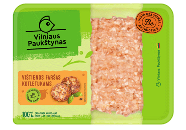 Chicken mince for cutlets VILNIAUS PAUKŠTYNAS, fat less than 15%, 400 g