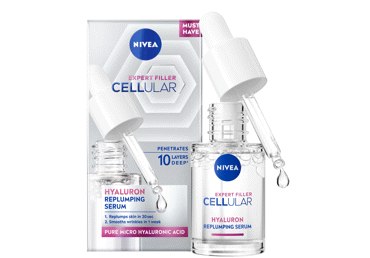 NIVEA CELLULAR EXPERT FILLER STANGRUMĄ ATKURIANTIS SERUMAS SU GRYNA MIKROHIALURONO RŪGŠTIMI, 15 ml