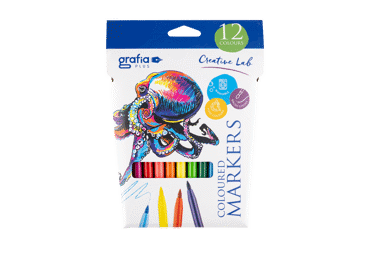 Flomasteriai GRAFIA PLUS, 12 vnt.