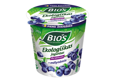 Ekologiškas jogurtas su mėlynėmis be laktozės BIOS, 3,1% rieb., 370 g