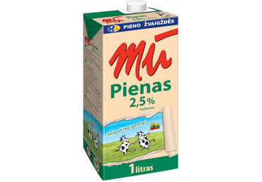 UAT pienas MŪ, 2,5 % rieb., 1 l
