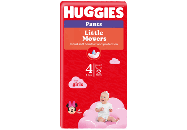 Mergaičių sauskelnės-kelnaitės HUGGIES PANTS 4 (9-14 kg), 52 vnt.