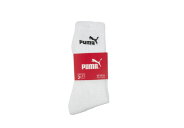 Sportinės kojinės,PUMA,3 poros, dydis: 39-42, spalva: balta