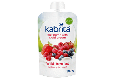 Пюре KABRITA с яблоками, лесными ягодами, сливками, с 6 месяцев, 100 г