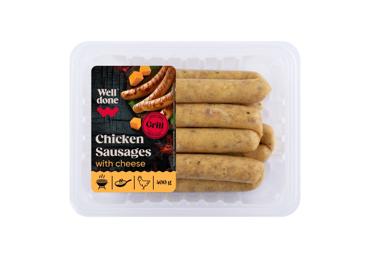 Fresh chicken sausages with cheese WELL DONE, 400 g