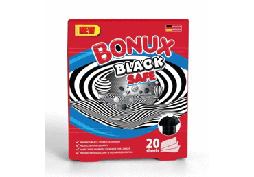 Skalbiamosios servetėlės BONUX BLACK SAFE, 20 vnt.