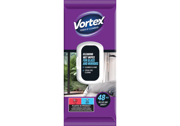 Drėgnosios servetėlės VORTEX CLEAN.WIPES GLASS&MIRRORS, 48 vnt.