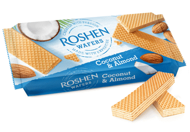 Vafliai ROSHEN su kokosų ir migdolų skonio įdaru, 216 g