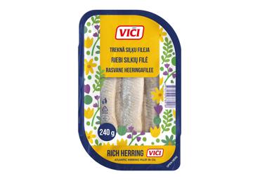 Riebi silkių filė VIČI aliejuje, 240 g