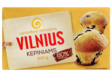 Kepinių margarinas VILNIUS, 80 % rieb., 500 g