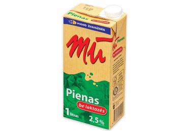 UAT pienas MŪ be laktozės, 2,5 % rieb., 1 l