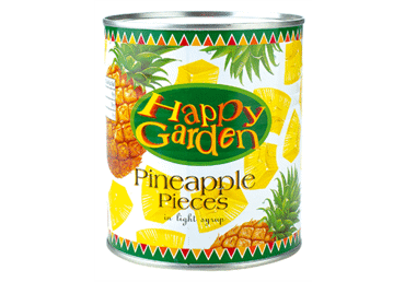 Konservuotų ananasų gabaliukai HAPPY GARDEN, 830 g