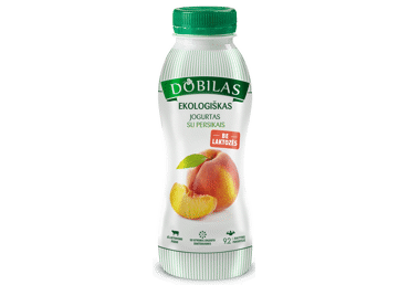 Valg. ekologiškas jogurtas DOBILAS su persikais, 2,2 % rieb., 330 g
