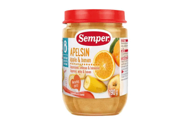 Bananų ir obuolių tyrelė SEMPER , nuo 8 mėn., 190 g