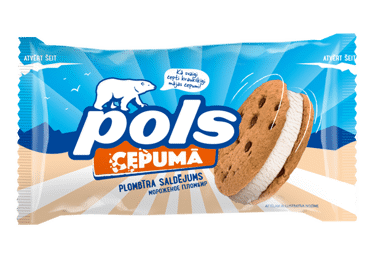 NAUJA! Valgomieji ledai POLS, vanilės skonio su sausainiais, 75 g