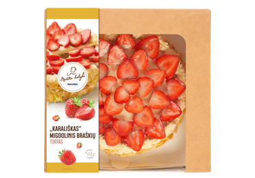KARALIŠKAS migdolinis braškių tortas, vidutinis, 1 kg