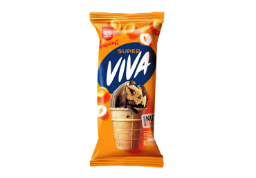 Karameliniai ledai SUPER VIVA su riešutų skonio įdaru, 95 g