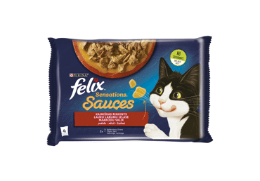 Canned cat food FELIX with meat in sauce, 4 x 85 g, 340 g