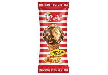 Caramel popcorn flavor ice cream KAR KAR with caramel, 90 g
