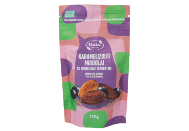 Karamelizuoti migdolai su juodaisiais serbentais, 100 g