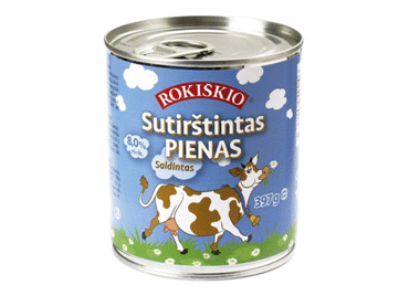 Saldintas sutirštintas ROKIŠKIO pienas, 8 % rieb., 397 g