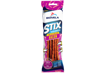 Karštai rūkytos lazdelės STIX KABANOSSI BACON, a. r., 100 g
