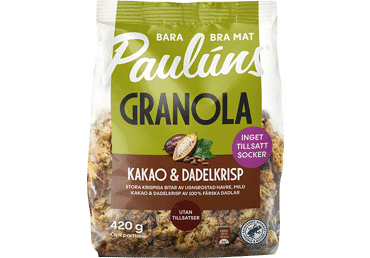 Granola su kakava ir datulių traškučiais PAULUNS, 420 g