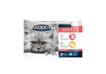 Canned cat food ARDOUR with salmon and poultry, 340 g