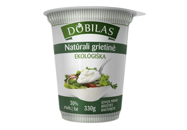 Ekologiška natūrali grietinė DOBILAS, 30 % rieb., 330 g