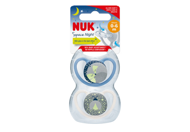 Silikoninis čiulptukas NUK SPACE NIGHT Nr. 1, 2 vnt.