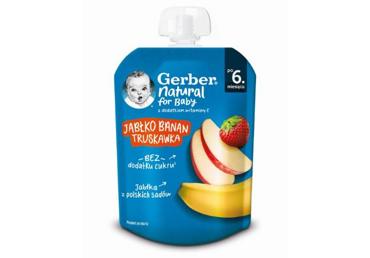 Vaikiška tyrelė GERBER, su morkomis, obuoliais ir mangais maišelyje, 80g