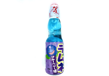 Sparkling refreshing drink RAMUNE, blueberry flavor, 200 ml