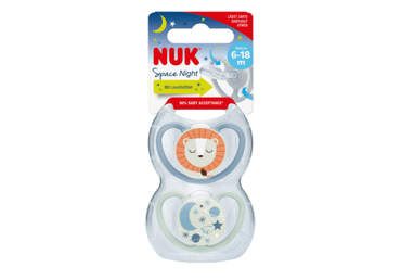 Silikoninis čiulptukas NUK SPACE NIGHT Nr. 2, 2 vnt.