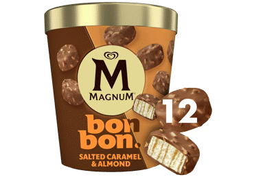 Valgomieji ledai BONBON MAGNUM su sūdyta karamele, migdolais, 168 g