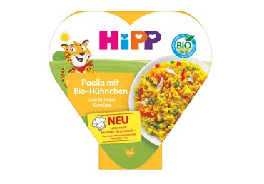 Eko. paelija HIPP su daržovėmis, vištiena (nuo 12 mėn.), 250 g