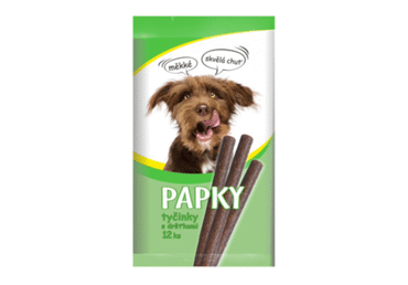 Baltyminės šunų lazdelės PAPKY su žarnokais, 120 g