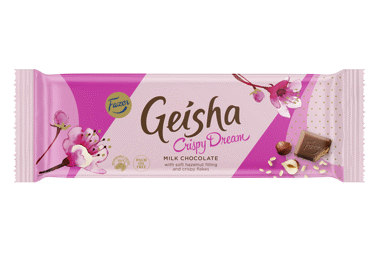 Pieninis šokoladas GEISHA su traškiais dribsniais, 100 g