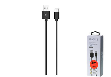 Įkrovimo laidas HAVIT 8725, Type-C, 3m