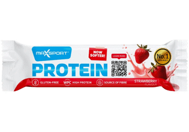 Proteininis batonėlis MAXSPORT, su braškėmis, be gliuteno, 50 g